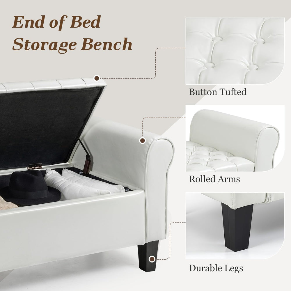 ECOTOUGE 55" Storage Ottoman Bench for Living Room, End of Bed Bench wit...