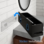 Bathroom Storage Rack (5-Piece Set), Wall-Mounted Shelf with soap Dish and Toothbrush Holder, no Drilling Required, Ideal for Bathroom Storage and Also Suitable for Kitchen (Black)