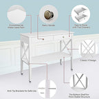 ChooChoo Console Table with Drawers, Narrow Wood Accent Sofa Table Entryway Table with Storage Shelf for Entryway, Front Hall, Hallway, Living Room, White
