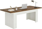 Tribesigns 63" Executive Office Desk, Modern Computer Desk for Home Office, Easy Assembly, Brown and White