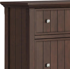 SIMPLIHOME Acadian 2-Seater Storage Bench and Cabinet Set in Brunette Brown
