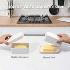Ceramic Butter Dish with Lid，Large Butter Dish for Countertop, double-sided usable design，Suitable for fresh spreadable butter, butter container holder for kitchen and home decor.