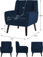 Mid-Century Modern Velvet Accent Chair, Royal Blue, Set of 1 | High Resilience Sponge Cushion | Soft Velvet Upholstery | Solid Wood Frame | For Living Room Bedroom, & Small Spaces