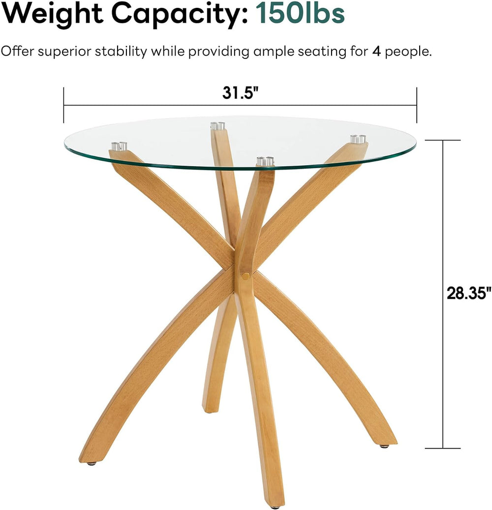 ivinta Small Glass Dining Table for 2-4 People, 31.5" Round Coffee Table...