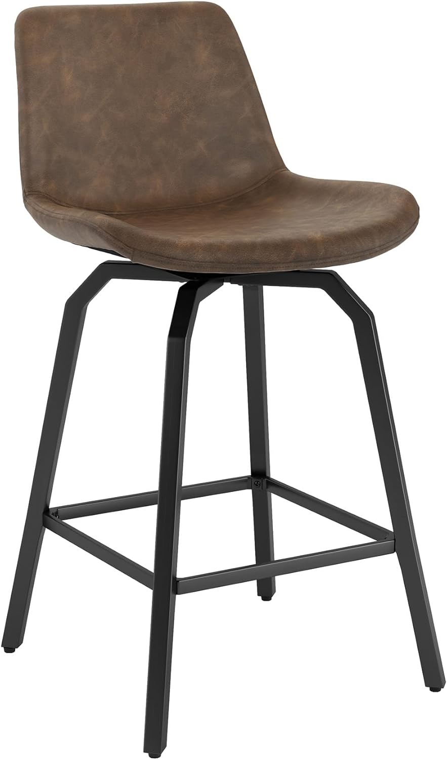 LUE BONA 360° Swivel Bar Stools Set of 3, 26 Inch Counter Height Bar Stools, ...