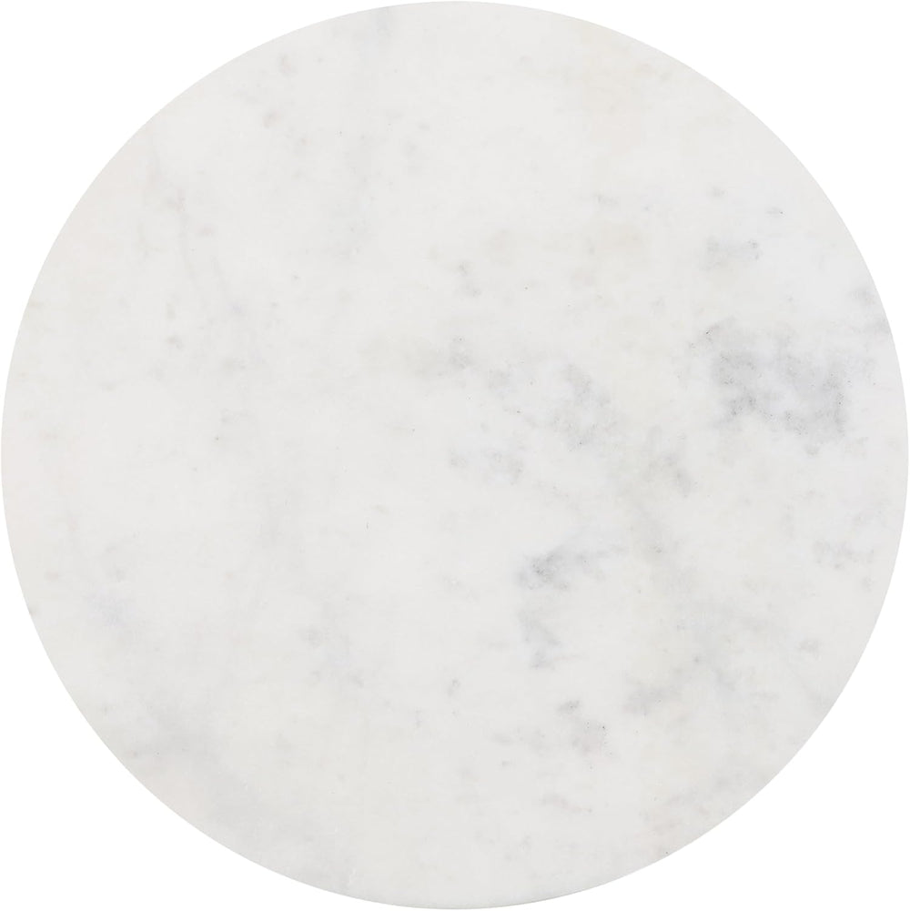 JONATHAN Y Cogsen 22.25" Round Marble Pedestal Drink Table, White/Gold |...