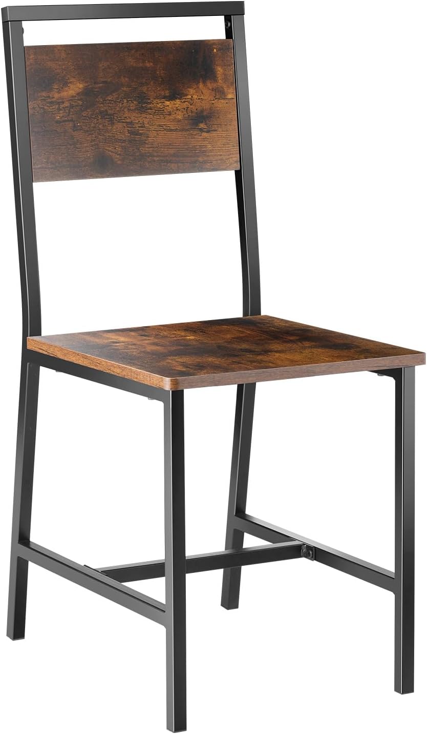 VEVOR Dining Chairs Set of 2, Wooden Chairs with Metal Frame and Backrest, Ea...
