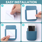 Kathfly 6 Pcs Remote Control Holders Wall Mount Self Adhesive Remote Holder Wall Mount Storage Box TV Air Conditioner for Home Office Television Pens Keys