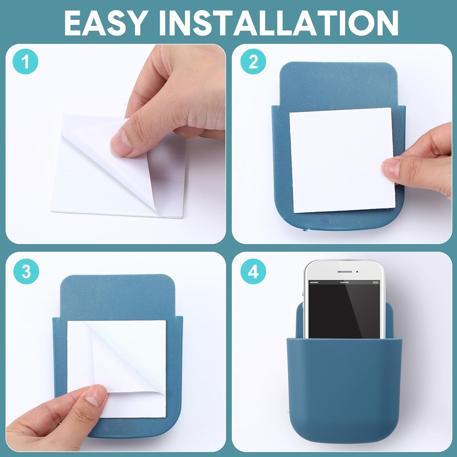 Kathfly 6 Pcs Remote Control Holders Wall Mount Self Adhesive Remote Holder Wall Mount Storage Box TV Air Conditioner for Home Office Television Pens Keys