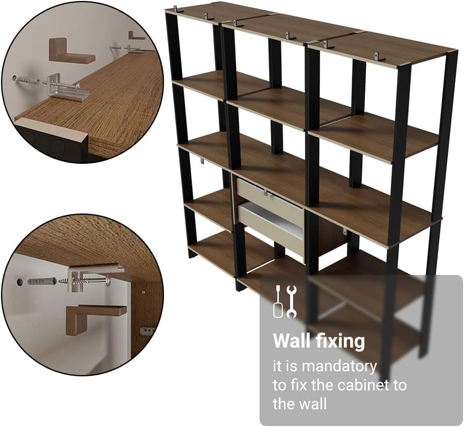Madesa Kitchen Pantry Storage Rack with 2 Drawers and Open Shelves 74" L...