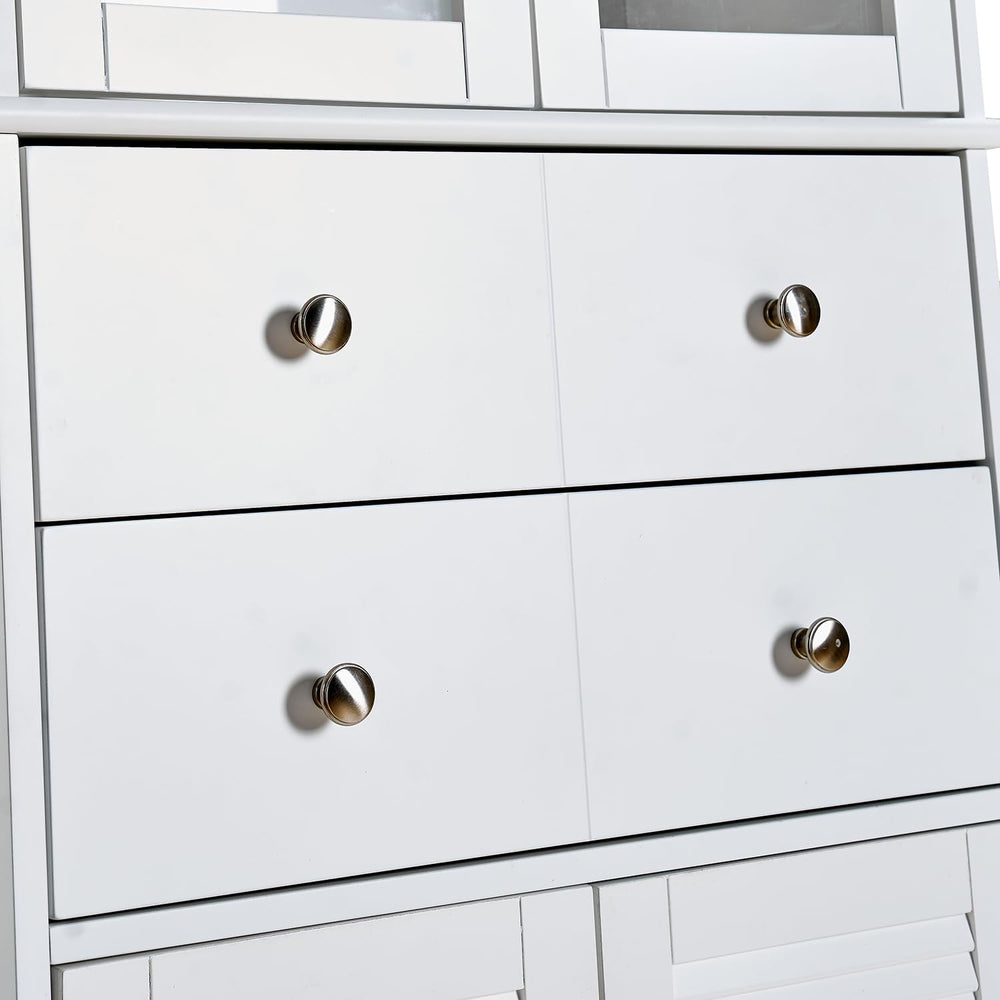 67in H Kitchen Pantry Cabinet with Glass Doors and Drawers, Kitchen Hutch Cab...