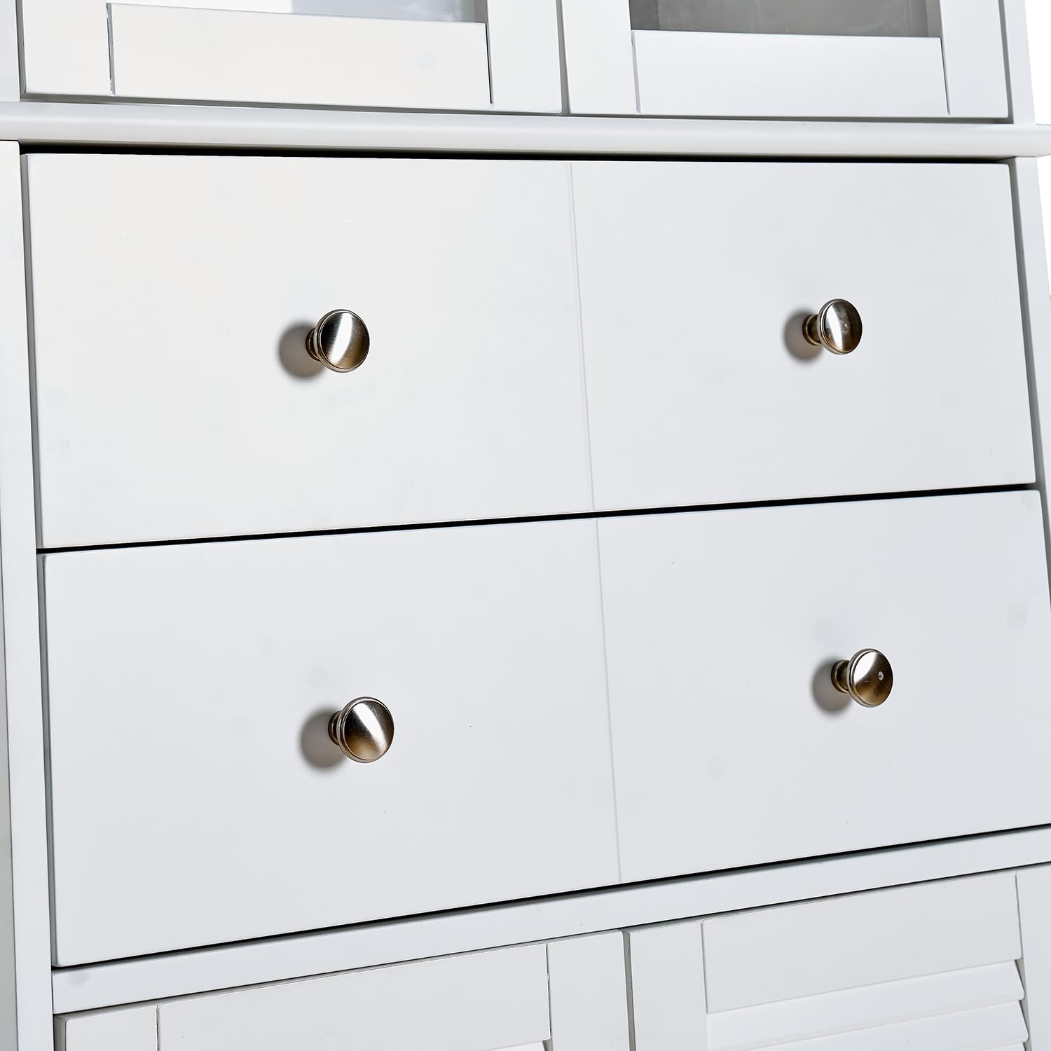 67in H Kitchen Pantry Cabinet with Glass Doors and Drawers, Kitchen Hutch Cabinet Storage Cabinet Large Food Cupboard Storage Cabinet Sideboard for Snacks, Spices & Wine, White