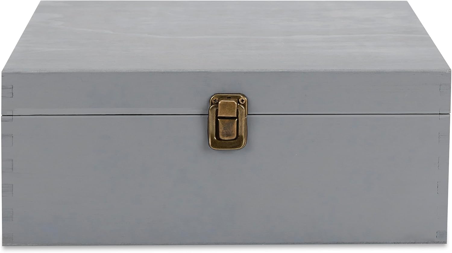 makerflo Large Grey Pine Wood Memory Box with Black Felt Inside, Hinged with Clasp, Keepsake Wooden Box Ideal for Craft and Personalization (Laser Engraving, Epoxy, UV DTF, and Vinyl) – Pack of 1