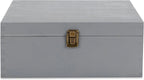 makerflo Large Grey Pine Wood Memory Box with Black Felt Inside, Hinged with Clasp, Keepsake Wooden Box Ideal for Craft and Personalization (Laser Engraving, Epoxy, UV DTF, and Vinyl) – Pack of 12