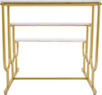 Metal Shoe Handbag Display Stand, 3 Tier Heavy Duty Display Riser Shelf, Modern Retail Display Table, Carbon Steel and Solid Wood, Gold