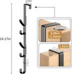 Over The Door Hooks, Metal Door Hooks for Hanging, Over The Door Purse Organizer for Coat Hanger, Back of Shower Door for Hanging Towel Rack Clothes, Hat, Bathroom, Closet (Black-4Packs)