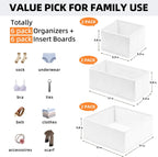 Criusia Drawer Organizer Clothes 6 Pack White- Dresser Organizer Bins for Closet Bedroom - Baby Clothes Organizers and Storage for Nursery Organization -Sock Underwear Drawer Organizer Divider