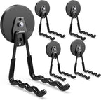 3-H Magnetic Wave Hooks Heavy Duty 4 Pack, Large Magnet Garage Hooks Heavy Duty and Strong Utility Magnetic Tool Holde for Hanging and organizing Garden Power Tool (Black
