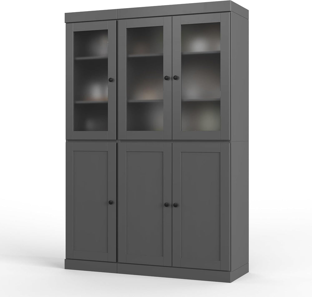Palace Imports 100% Solid Wood 48.5"" Pantry Cabinet with Frosted G...
