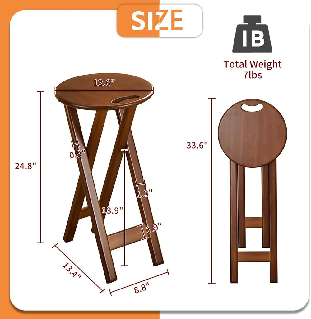 Folding Bar Stool 24.8 Inches Foldable Kitchen Bar Stool for Adults Counter H...