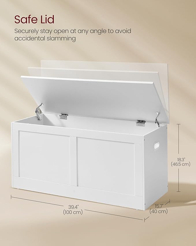 VASAGLE Storage Chest, Storage Trunk with 2 Safety Hinges, Storage Bench, Sho...