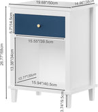 Kids Nightstand with Drawer and Shelf, Wood Bedside Table, Navy Blue | Kids nightstand with drawer and open shelf keeps books, toys, and bedtime essentials organized and within easy reach.