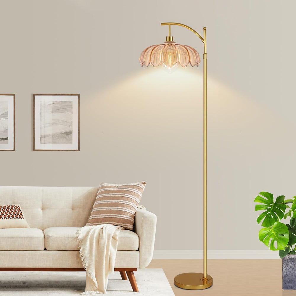 Arc Floor Lamp with 3 Color Temperatures,Gold Floor Lamp with Remote & 3 ...