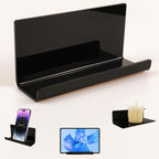 Adhesive Tablet Wall Mounted Phone Holder Acrylic Floating Shelves,eReader Wall Smartphone Holder Stand for Bedroom,Living Room,Dorm,Office Display Shelf (Black)