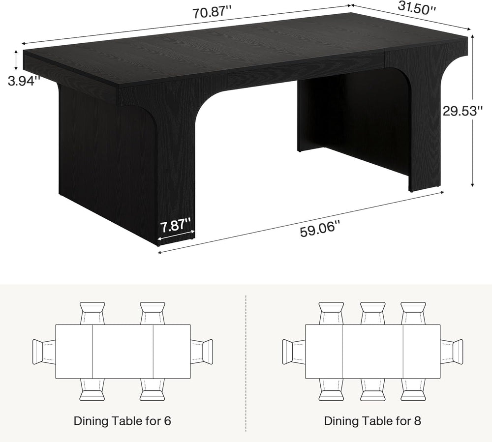 Tribesigns 71" Large Dining Table for 6-8, Farmhouse Kitchen Table, Rect...
