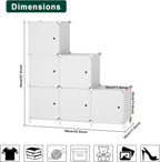 Cube Storage Organizer, 6-Cube Shelves Unit with Doors, DIY Stackable Plastic Clothes Organizer for Bedroom and Under Stairs Storage Unit, Each Compartment 30 x 30 x 30 cm White ATTSL6002