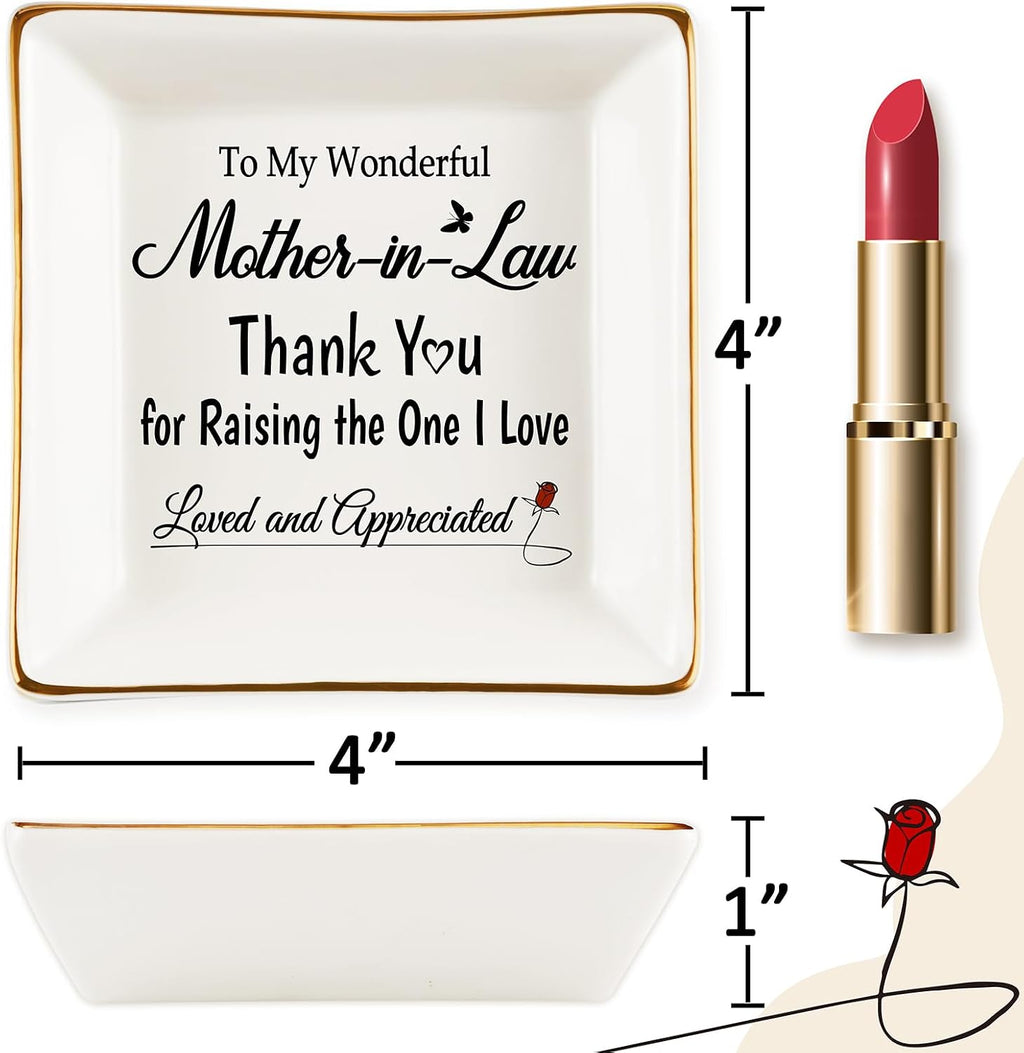 Best Birthday Gifts for Mother in Law from Daughter Son in Law - Mom in Law Gift, Future To My Mother in Law Gifts, Wedding Day Gift for Mother of the Groom Bride, Jewelry Dish Tray