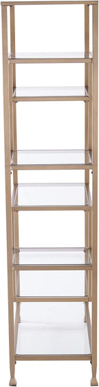 SEI Furniture Jaymes Metal/Glass Asymmetrical Étagère/Bookcase, Gold