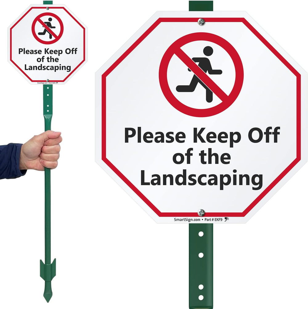 SmartSign 10 x 10 inch “Please Keep Off Of The Landscaping” LawnBoss Yard Sig...