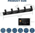 VAEHOLD Black Hat and Coat Wall Mount Rack 5 Hooks for Robes, Bags, Keys, and Towels Bathroom Towel Hanger Organizer (2 Pack)