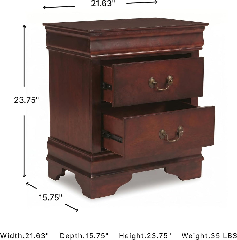 Signature Design by Ashley Alisdair 2 Drawer Nightstand, Reddish Brown | 21.6...