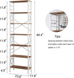 HOMISSUE Bookcase,7-Tier Tall Bookshelf Metal Bookcase and Bookshelves, Free Standing Storage Modern Bookshelf for Home Office Living Room and Bedroom, White