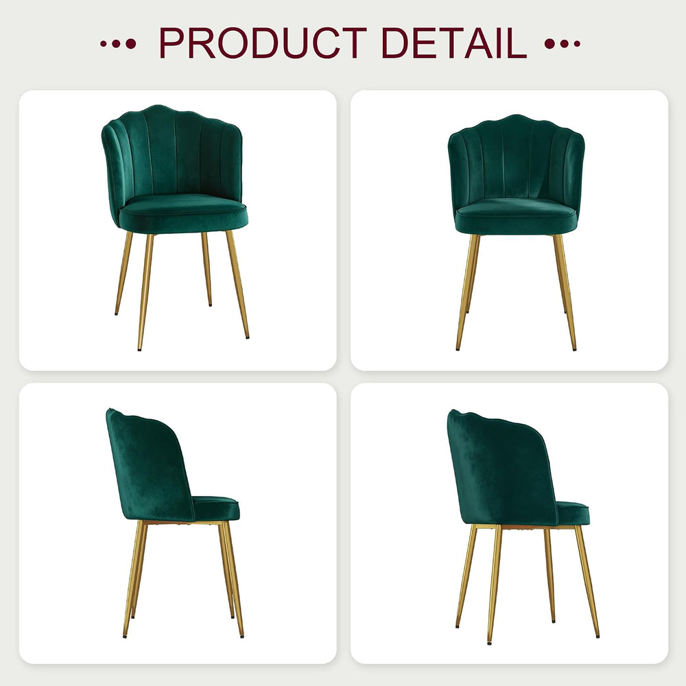 VECELO Velvet Dining Chairs Set of 4, Modern Upholstered Kitchen Chairs with ...