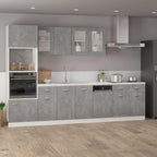 Concrete Grey Engineered Wood Cabinet with Drawers, Spacious Storage for Kitchen, Pantry, Dining Room, Modern Home Furniture
