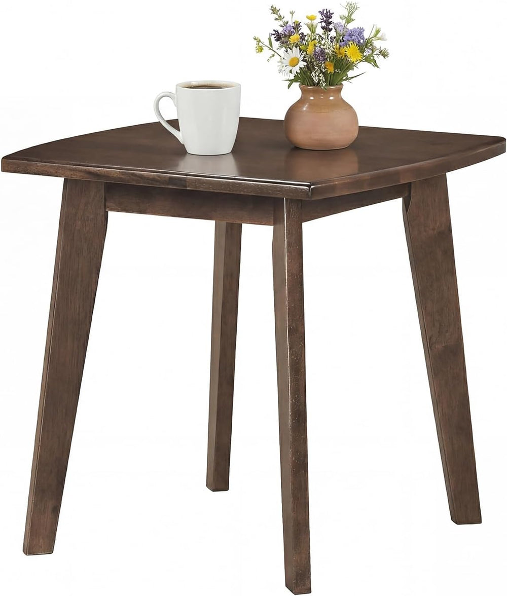 GOFLAME Solid Wood End Table, 17” Square Sofa Side Table with Storage, Thicke...