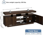 HOMMPA Modern LED TV Stand for 65/60/55 inch TV with Power Outlets, Gaming Console Storage Entertainment Center with LED Lights Game Cabinet for Living Room Walnut