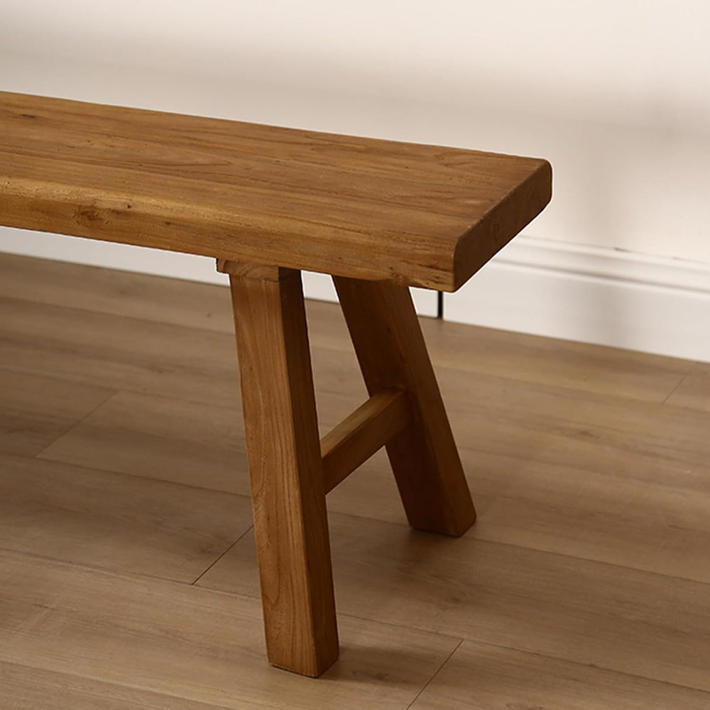 Farmhouse Wooden Dining Bench, Long Kitchen Bench with Rounded Corner, Rustic...