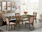 East West Furniture X777MZ716-5 5 Piece Kitchen Table Set for 4 Includes a Rectangle Dining Room Table with X-Legs and 4 Dark Khaki Linen Fabric Upholstered Chairs, 40x72 Inch, Multi-Color
