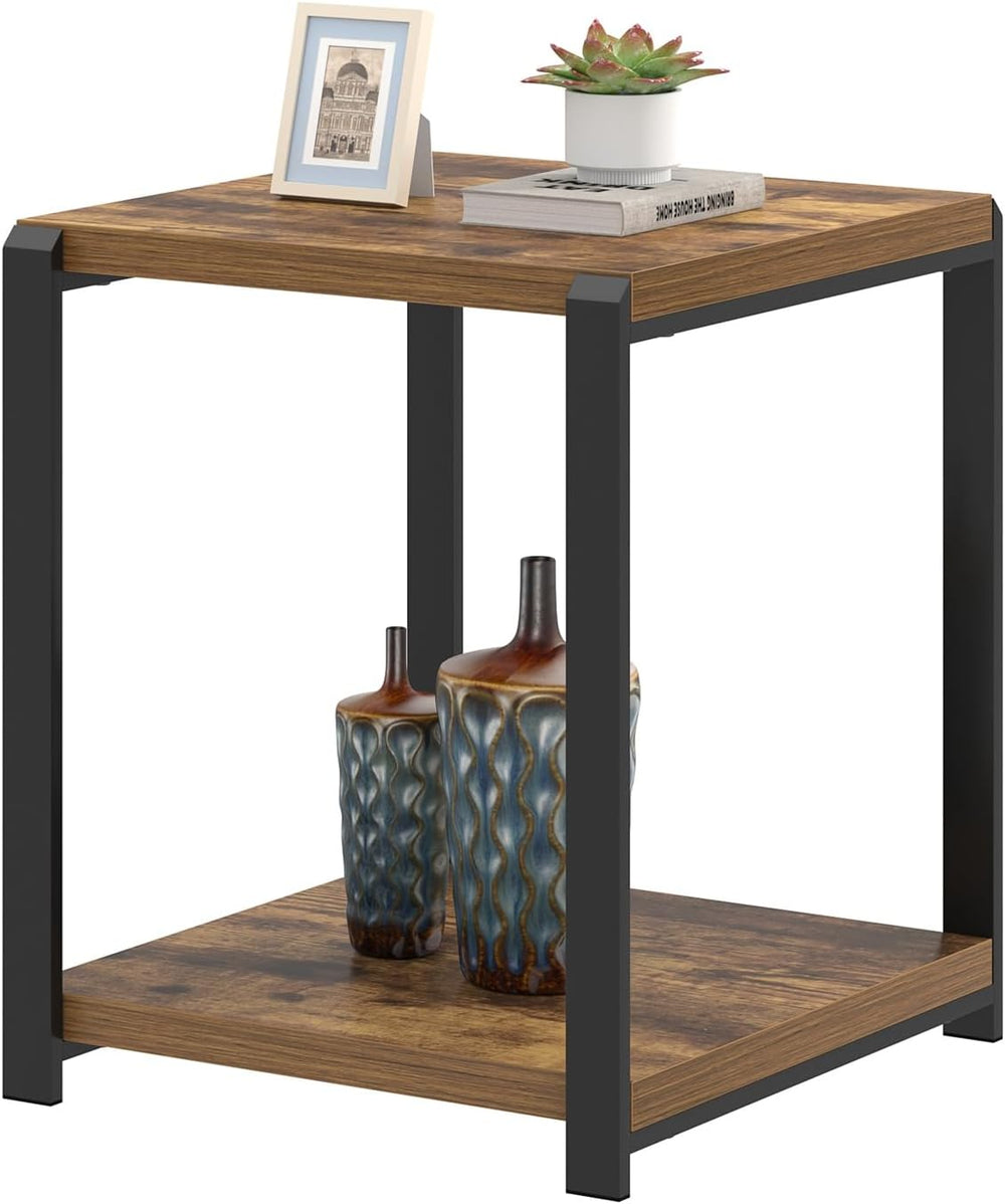 EXCEFUR End Table with Storage Shelf, Modern Side Table for Living Room, Wood...