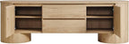 Modway Duval 71 Inch Oval TV Stand in Light Oak – Low Profile Mid Century Modern Media Cabinet - Living Room Entertainment Center with Storage