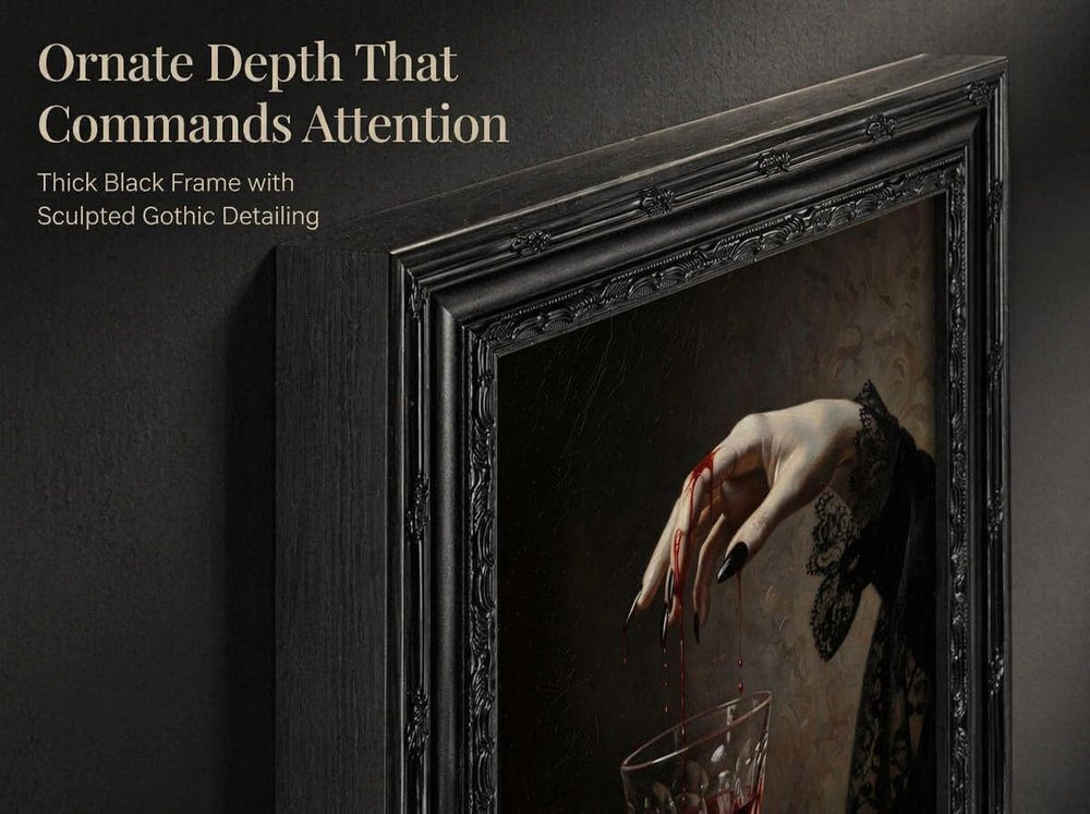 EIDHFBFJ Vintage Gothic Vampire Framed Wall Art Vampire Hands Blood Wine Glas...