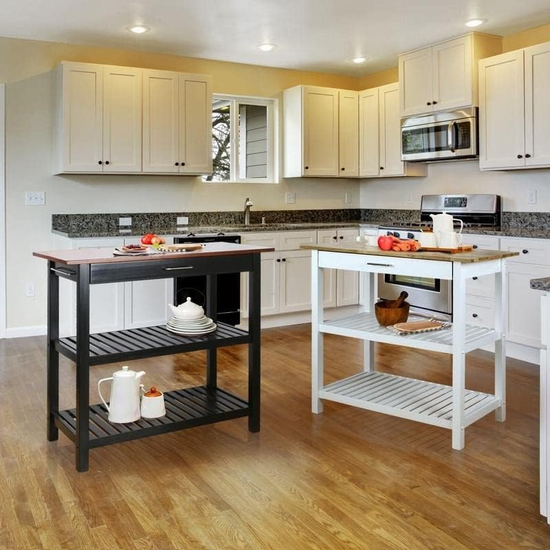 Casual Home Kitchen Island with Solid American Hardwood Top, Slate Gray, 40&q...