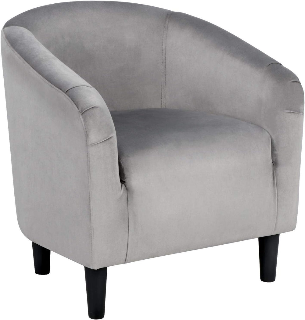 Yaheetech Small 25.5in Wide Velvet Barrel Accent Chair for Bedroom, Gray