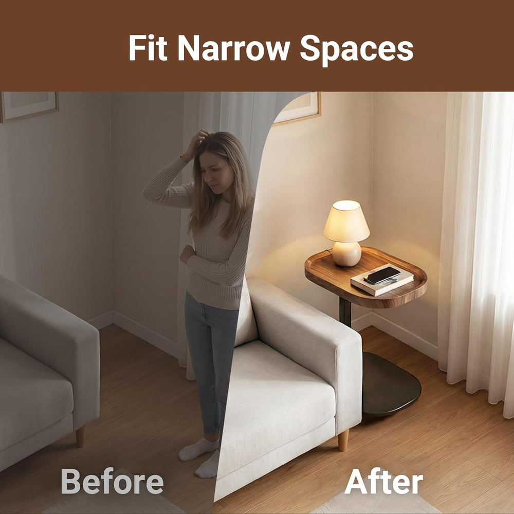Adjustable Height TV Dinner Tray Table for Eating, 360°Swivel Small C Shaped ...