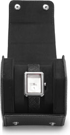 Oirlv Luxury Hexagonal Leather Watch Travel Case Single Watch Box for Men Portable Jewelry Storage Roll Organizer (1-Slot,Black)