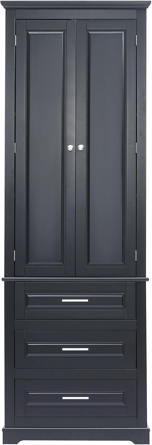 Merax 70" Pantry Cabinet with Two Doors & Three Drawer, Adjustable S...